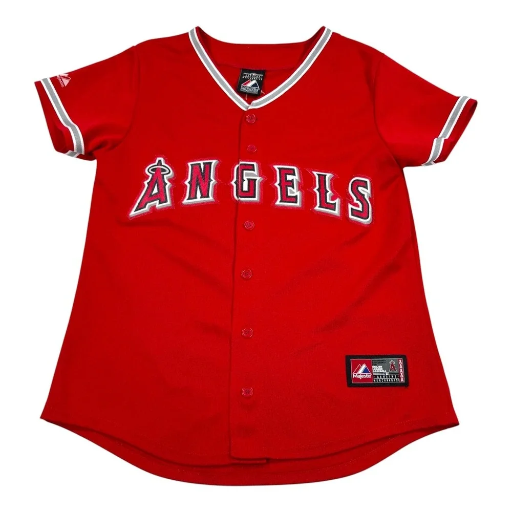 Los Angeles Angels Baseball Jersey Boys Medium Red Mike Trout Majestic MLB